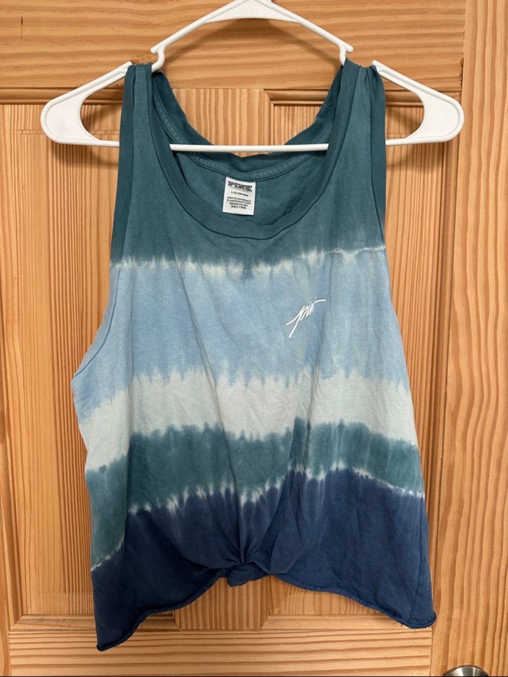 PINK Victoria's Secret Blue Teal Ombre Tie-Dye Twist-Front Tank